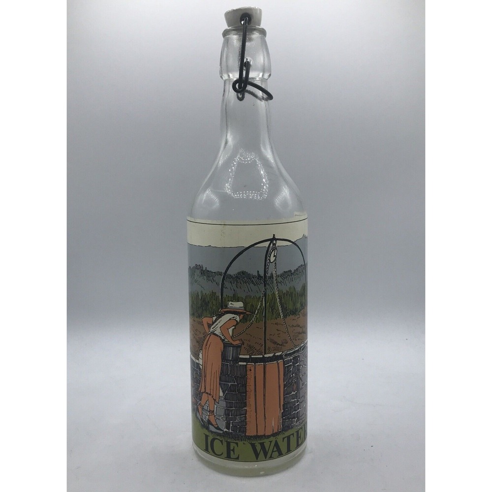 Antique Italian Acqua di Pozzo Water Bottle w/ Porcelain Stopper‎ Approx 13"